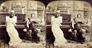 Images Dated 23rd November 2009: Genre scene: a woman is playing the piano and looking towards the man sitting next to her