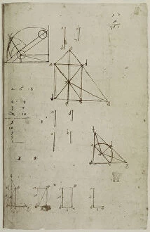 Images Dated 30th September 2009: Geometric drawings, written by Leonardo da Vinci, part of the Arundel Codex 263, c.178r