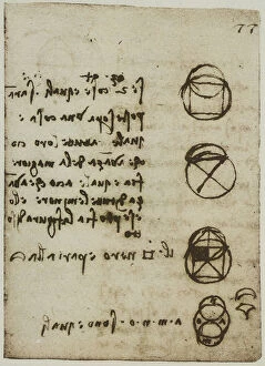 Images Dated 13th October 2009: Geometric study on circles, writings from the Codex Forster II, c.4v, by Leonardo da Vinci