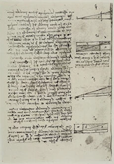 Images Dated 30th September 2009: Geometry notes on the triangle, writings by Leonardo da Vinci, belonging to the Codex Arundel 263