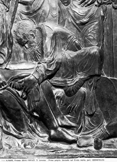 Images Dated 6th February 2007: Grieving Christ's death; close up of Nicodemus; Donatello's pulpit, Basilica of San Lorenzo