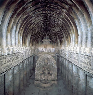 Images Dated 31st May 2007: The grotto of the carpenter or Viswakarma (n.10) consisting as a part of a group of Buddhist grottos