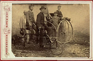 Images Dated 18th April 2011: Group of men with various bicycle models