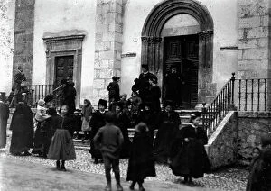 Images Dated 24th April 2009: Group of people in front of the door to the Chiesa di Santa Maria della Valle, Scanno
