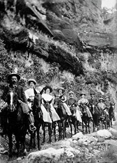 Images Dated 13th May 2011: A group of people on horseback, in a mountain path