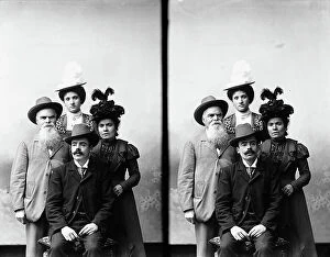 Images Dated 23rd March 2011: Group portrait, stereoscopic photograph