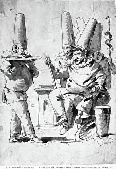 Images Dated 3rd August 2009: Group of pulcinella; drawing by Giambattista Tiepolo, preserved in the Sartorio collection of