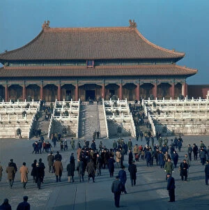 Images Dated 16th July 2008: Group of visitors inside the Forbidden City, 1969, Peking (Beijing)