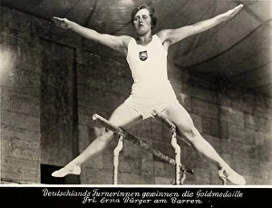 Images Dated 12th June 2008: The gymnast Erna Burger, winner of the gold medal on the parallel bars. 1936 Berlin Olympic Games