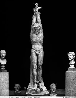 Images Dated 4th May 2010: The hanging Marsyas. Marble statue located in the Hall of the Gardens of Maecenas