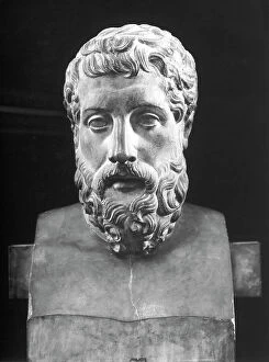 Images Dated 15th November 2005: Head of Epicurus on display at the Louvre Museum, Paris