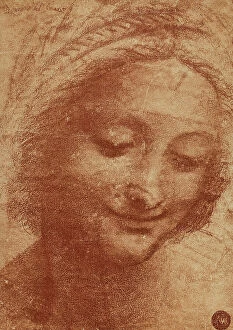 Images Dated 16th March 2011: Head of a woman or of Saint Anne, drawing, Leonardo da Vinci (attributed to)