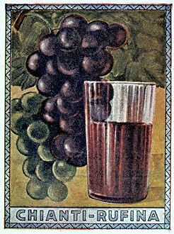 Images Dated 15th September 2011: An historic poster of Chianti Rufina. Museum of Grape and Wine, Villa di Poggioreale, Rufina