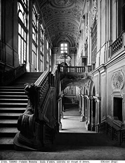 Images Dated 15th October 2010: The honor staircase. Architectural work by Filippo Juvarra located in Palazzo Madama in Turin