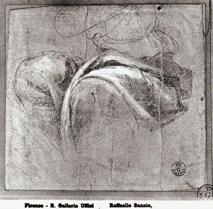 Images Dated 7th March 2008: Hooded figure. Drawing by Raphael, in the Gabinetto dei Disegni e delle Stampe