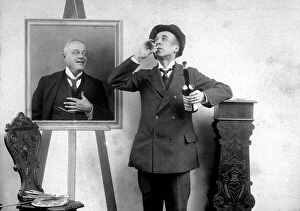 Images Dated 2nd February 2009: Humorous scene showing a painter while drinking a glass of alcohol