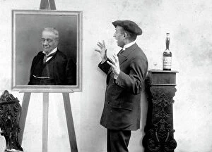 Images Dated 2nd February 2009: Humorous scene showing a painter while looks at his painting, with the portrait of a man
