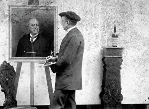 Images Dated 2nd February 2009: Humorous scene showing a painter while taking a portrait of a man. On the right