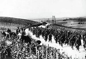 Images Dated 20th December 2007: The image shows French soldiers marching on the Germans; beside them