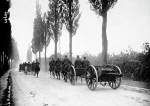 Images Dated 19th March 2009: The image shows a soldiers column of the English artillery, marching along a tree-lined road