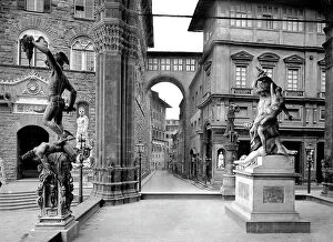 Florence Collection: Inside of the Loggia dei Lanzi looking towards Via della Ninna, Florence