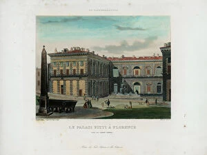 Images Dated 14th May 2009: The interior courtyard of Palazzo Pitti, Florence, aquatint by L