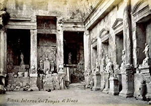 Images Dated 13th July 2005: The interior of the Temple of Venus in Nimes. Many statues and finds are visible