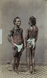Japan: Two Japanese men with their body decorated with tattoos