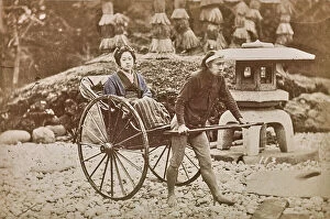 Japan: Japanese woman on a rickshaw