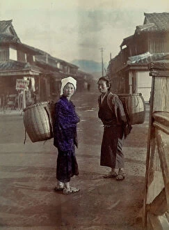 Images Dated 21st November 2011: Japanese women carrying baskets