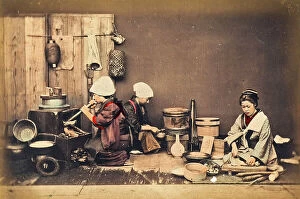 Japan: Three Japanese women cooking