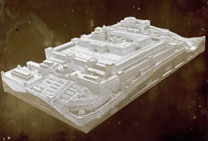 Modelllo della città di Gerusalemme con la ricostruzione degli edifici sul monte Moriah e il Monte del Tempio Haram Esh-Sharif