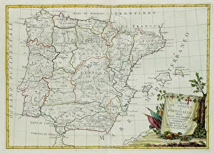 Images Dated 17th May 2010: The Kingdoms of Spain and Portugal divided into their provinces, engraving by G