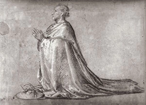 Images Dated 27th February 2008: A kneeling monk. Drawing by Fra Bartolomeo, in the Gabinetto dei Disegni e delle Stampe of