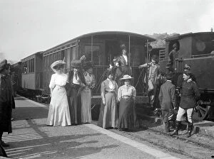 Images Dated 13th December 2012: Ladies in front of a railroad car of the Circumetnea railway, connecting railway between Catania