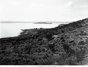 Images Dated 22nd September 2010: Lake Trasimeno seen from a street of Castel Rigone