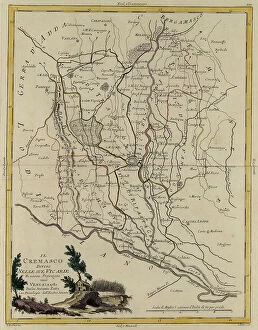 Images Dated 21st December 2009: Land area of the State of the Veneto: Cremasco divided into its bishoprics, engraving by G