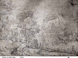 Images Dated 7th March 2008: Landscape. Drawing by Titian, in the Gabinetto dei Disegni e delle Stampe