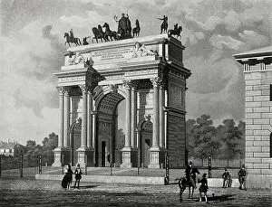 Images Dated 10th May 2011: L'Arco di Trinfo, Milan, aquatint by L. Cherbuin from a daguerreotype by Ferdinando Artaria et