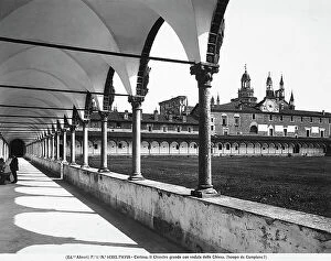 Images Dated 27th December 2012: The large cloister of the Certosa of Pavia with the church in the background