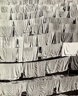 Images Dated 13th May 2009: Laundry hung in the sun. The sheets are arranged in regular rows