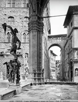 Florence Collection: The Loggia della Signoria or Loggia dei Lanzi with the Perseus by Benvenuto Cellini (1500-1571)