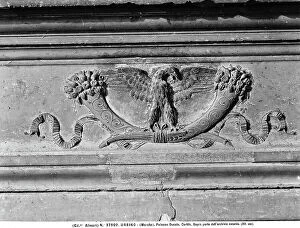 Images Dated 30th April 2012: Low-relief figuring two cornucopie and an eagle, conseved in the Courtyard of the Ducal Palace
