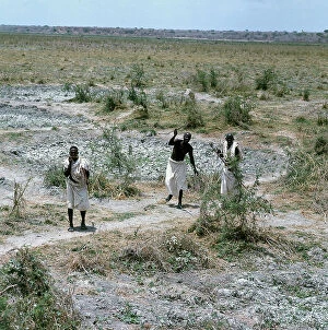 Images Dated 20th November 2009: Lower Juba. Afmadu. 'Arganti' hunters during the chase of a lone elephant. A danger for the village
