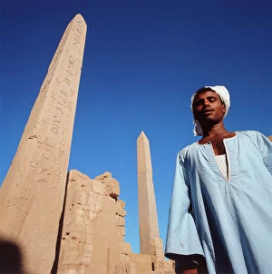 Images Dated 21st October 2011: Luxor: Egypt in the traditional 'Jalabi' among the ruins of Karnak
