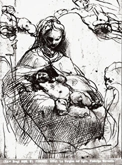 Images Dated 27th February 2008: Madonna and Child, drawing by Federico Barocci, in the Gabinetto dei Disegni e delle Stampe