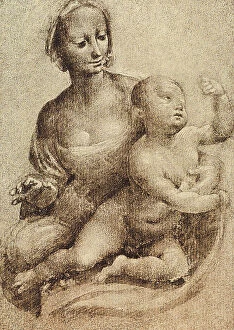 Images Dated 10th March 2011: Madonna and Child, drawing by Leonardo da Vinci. Gabinetto dei Disegni e delle Stampe