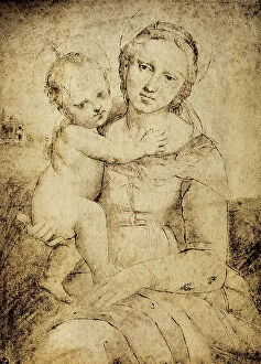 Images Dated 9th March 2011: Madonna and Child, drawing, Raffaello Sanzio (attributed), Cabinet of Drawings and Prints