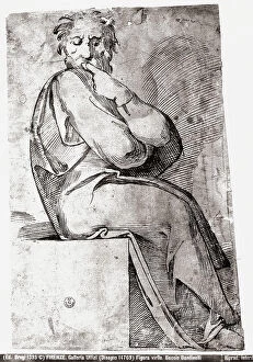 Images Dated 27th February 2008: Male figure, drawing by Baccio Bandinelli, in the Gabinetto dei Disegni e delle Stampe