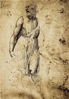 Images Dated 9th March 2011: Male figure; drawing by Raphael. British Museum, London